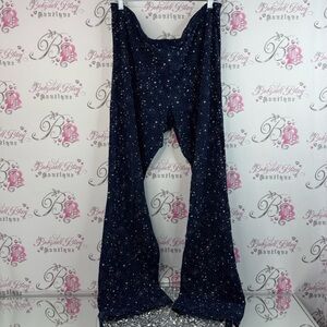 Pants flare stars polka dot stretchy comfy pants Starry Night Flared Bottoms
